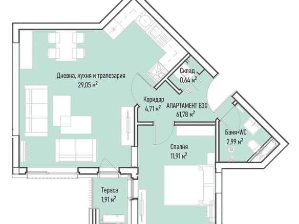 Двустаен апартамент Младост 4 - 0